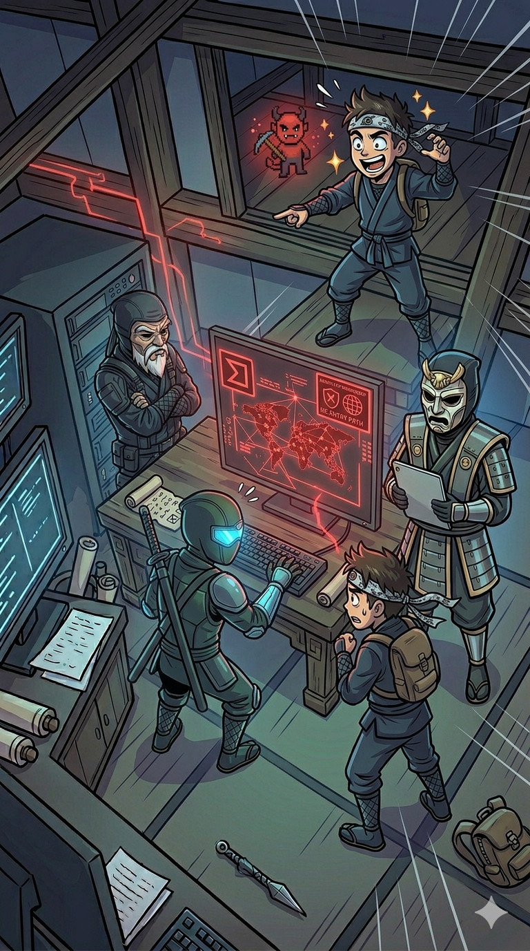 An intern investigate on incident response when cyberattacker come back represented by ninjas