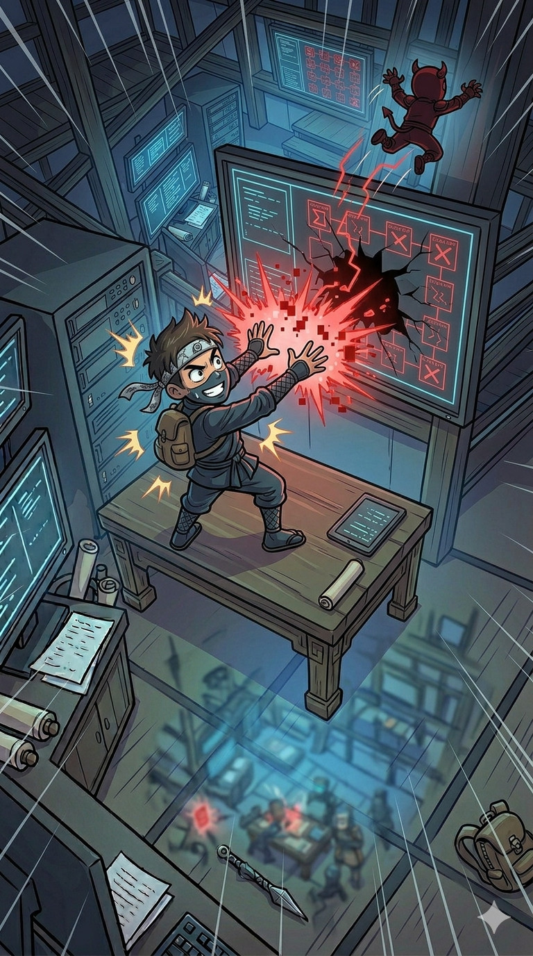 An intern remove all cyberattacker access after incident response represented by ninjas
