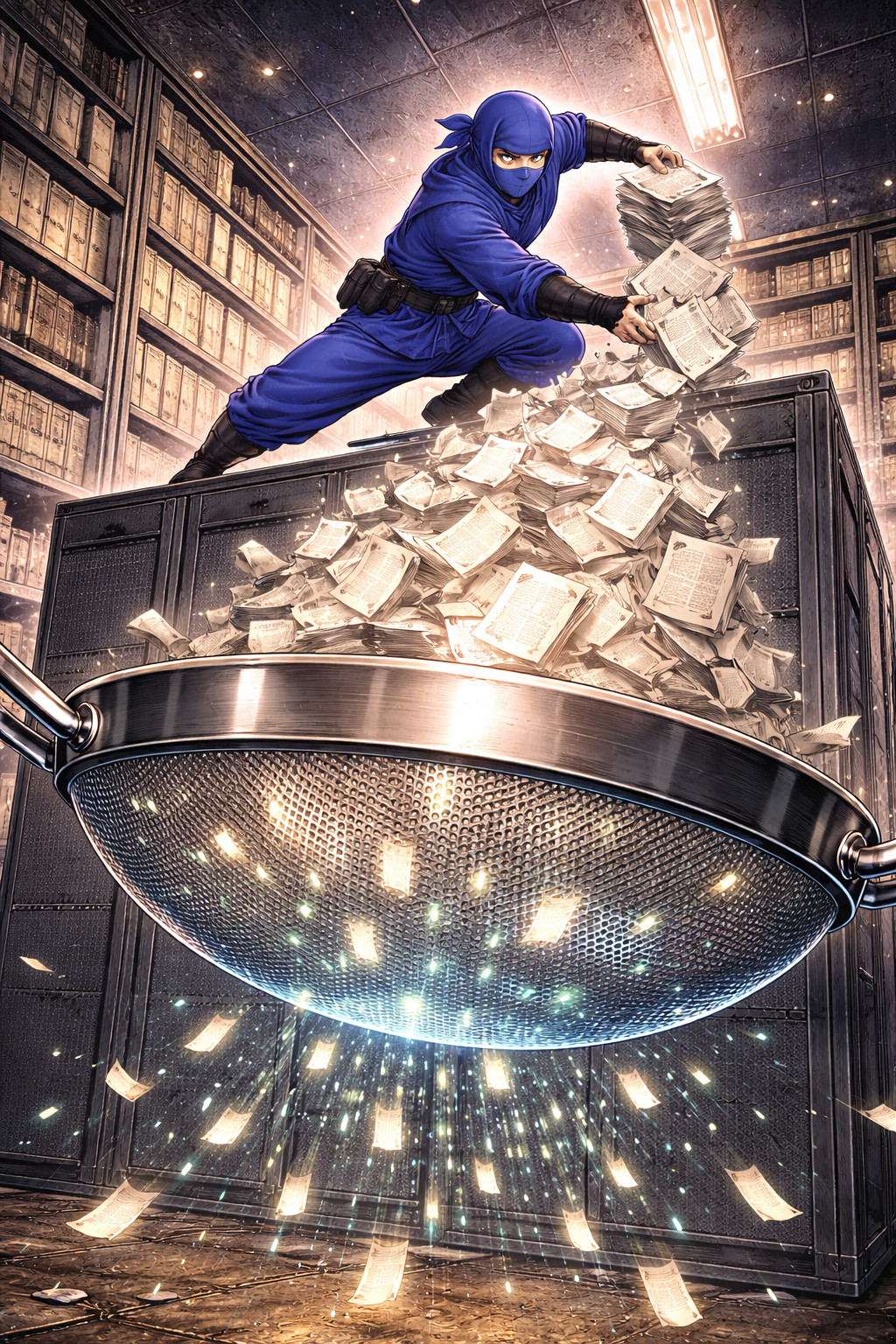 Blue ninja filtering large document archive through a sieve to extract relevant information in incident response analysis